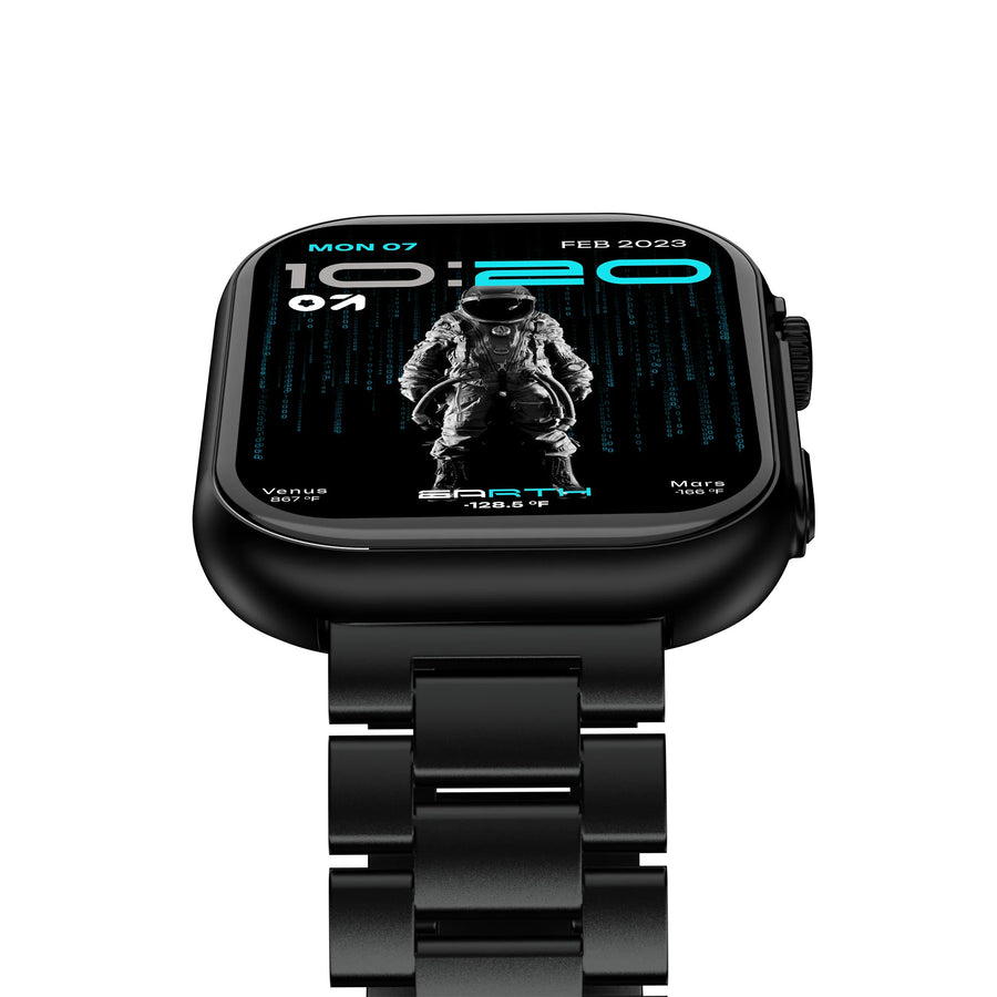 GoBoult Drift Max Widescreen Smartwatch with Black Metal Chain